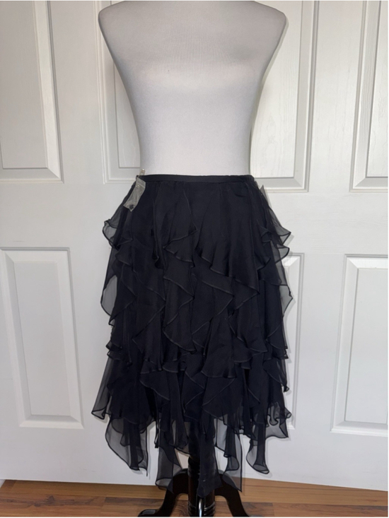 Niteline Dresses & Skirts - Vintage Niteline 100% Silk Ruffle Skirt 6 Black Whimsigoth Fairy Deadstock